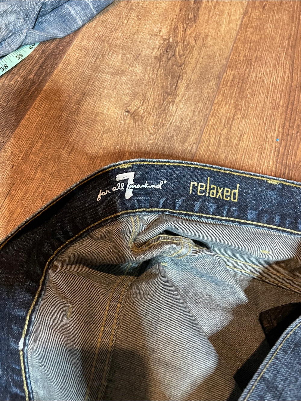 7 For All Mankind Men's Relaxed Jeans - Dark Blue Denim - Picture 3 of 5